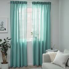 Hilja Curtains 1 Pair Turquoise 57x98 Ikea In 2020 Curtains Without Sewing Curtains Beach Style Curtains