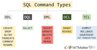 Sql Command Types Ddl Dql Dml Dcl Tcl Wtmatter In 2020 Sql Commands Sql Data Science Learning