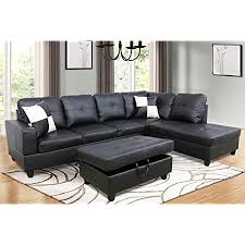 Mix and match beautifully crafted sofas and accent tables available in plenty of color, style, and material options to assemble your desired room look. Amazon Com Lifestyle Furniture 3 Piece Black Contemporary Leather Living Room Right Facing Sectional Sofa Set Furniture Decor