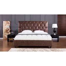 The tayyibah full/queen headboard is covered in a premium brown fabric including button tufted detail. Our Best Bedroom Furniture Deals Leather Bed Frame Brown Leather Bed Leather Bed