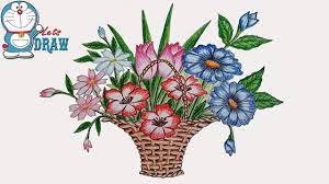 Colour basket of flowers drawing. Flower Basket Drawing Images Top Collection Of Different Types Of Flowers In The Images Hd