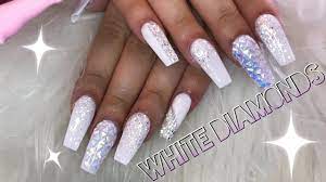 Real Time Acrylic Nail Tutorial White Diamond Nails Youtube If you prefer some eccentric nail shapes, acrylic nails are a definite must for you. white diamond nails