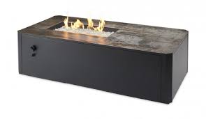 Rectangle fire pit with propane tank inside. The Outdoor Great Room Kinney Rectangular Gas Fire Pit Table Glyndon Gardens