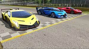 Bugatti Vision Gt Vs Lamborghini Veneno Vs Ferrari Laferrari At Monza Fu Ferrari Laferrari Lamborghini Veneno Bugatti