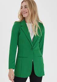 Modischer, schmal geschnittener blazer mit zwei knöpfen und eingrifftaschen, die durch einen reißverschluß geschlossen werden. Fransa Zablazer Blazer Amazone Grun Zalando De