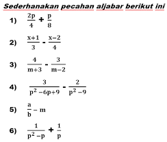 Check spelling or type a new query. Penjumlahan Dan Pengurangan Pecahan Aljabar