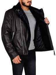 Motorcycle Bomber Faux Fur Leather Jacket Men Jacket Mauvetree Fur Leather Jacket Leather Jacket Leather Jacket Men