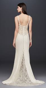 Beaded Illusion And Crepe Sheath Wedding Dress David S Bridal Petite Wedding Dress Davids Bridal Wedding Dresses Petite Wedding Gowns
