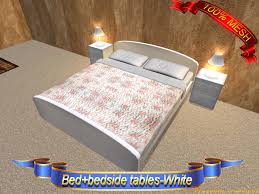 Second Life Marketplace Mesh Bed Bedside Tables White Freedom Creations