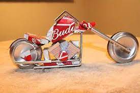 Superior Budweiser Motorcycle Aluminum Can Folk Art Chopper Beer Craft Show Aluminum Can Crafts Aluminum Can Soda Can Art
