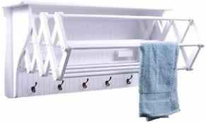 The frames are constructed with 3/4 x 1 1/4 thick hardwood, along with 3/4 round dowels to hang your heaviest laundry items. Clothes Drying Rack Accordion Style Wall Mounted Wood Wet Laundry Hanger White Ebay