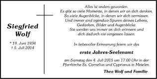 Die organisatorischen fähigkeiten siegfried r. Traueranzeigen Von Siegfried Wolf Www Trauer Ms