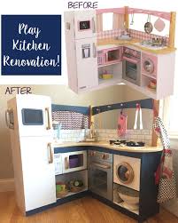 Wooden chef's pretend play toy ultimate corner play kitchen with lights & sounds by kidkraft. Play Kitchen Renovation Whining With Wine Play Kitchen Kidkraft Kitchen Makeover Pretend Play Kitchen