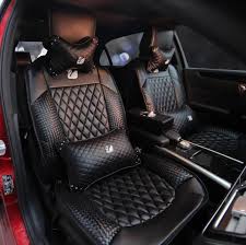 Black Leather Car Seat Cover With Bling Swan Five Pieces Set Leather Car Seat Covers Leather Car Seats Smart Car Accessories