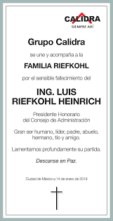 Ing. Luis Riefkohl Heinrich Obituario Esquela