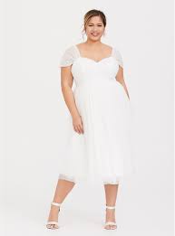 David's bridal has beautiful plus size wedding dresses that come in a variety of sizes & full figured styles for an affordable price. Special Occasion Ivory Dot Mesh Midi Skater Dress White Lace Midi Dress Midi Skater Dress Dresses