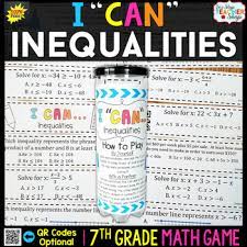(1) developing understanding of and applying proportional. 7th Grade Math Game Inequalities By One Stop Teacher Shop Tpt