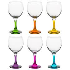 Lot de 6 verres à pied de couleurs différentes. Pasabahce Lot De 6 Verres Ballon Pieds 6 Couleurs 25 Cl Cdiscount Maison