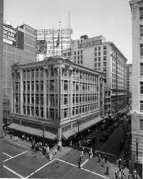 Seen From The Corner High Above Sixth Street And Broadway Is The Stone Building Which Houses Silverwood S In Los Angeles History California History Los Angeles