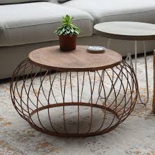 Beistelltisch Couchtisch Bruno O 70 Cm Metallkorb Anstelltisch Kaffeetisch Holz Kaffeetisch Couchtisch Couchtisch Korb
