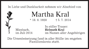 Traueranzeigen von Martha Kral
