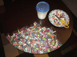 The Purple Paisley Ripped To Pieces Faux Mosaic Table Top Mosaic Table Top Mosaic Table Mosaic Diy