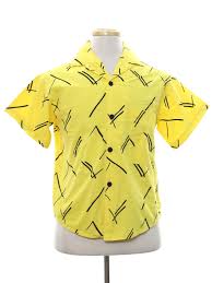 Black And Yellow Button Up Shirt Mens Retro 80s Shirt Ideas 80s Ideas Mens Yellow Background Cotton Short Sleeve Button Up Front Totally 80s Graphic Print Spor Vintage Outfits Clothes Fashion