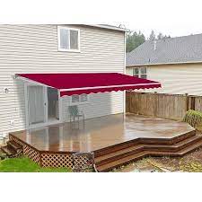 Aleko 8 X6 5 Retractable Patio Awning Burgundy Color Walmart Com Patio Canopy Patio Flooring Patio Awning