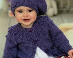 Babies, Toddlers and Girls Cute Cardigan with Bobble Yoke and Matching  Beret, Vintage Knitting Pattern, PDF, Digital Download