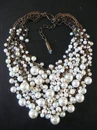 Pearl Bib Necklace Mermaid Farts Creamy White And Brass Recycled Faux Pearls Statement Necklace Pearl Bib Necklace Pearl Statement Necklace Beautiful Jewelry