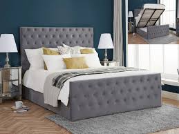Finley grey velvet bed in king size by first of a kind (1) $1,177. Birlea Marquis 5ft King Size Grey Velvet Upholstered Fabric Ottoman Bed Frame
