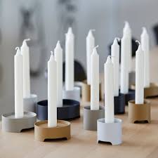 Unusual mid century pair of candle holders or candlesticks in black metal , lacquered red and blue metal and brass. Zone Denmark Singles Metal Candle Holder Connox