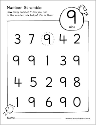 Free Printable Scramble Number Nine Activity Math Activities Preschool Numbers Preschool Preschool Math Worksheets