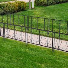 Boxwood hedge with small metal fence. Morinome 2 Ft H X 2 Ft W 4 Piece Decorative Garden Metal Fence Panel Outdoor Wayfair