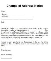 Formal letter to inform change of bank account. Change Of Address Notice Template Change Of Address Words Change