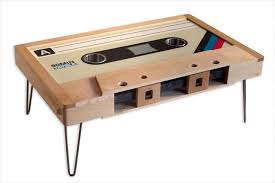 Beautiful coffee table with side tables, source: Cassette Tape Coffee Table Mixtape Coffee Table Led Cup Holders Contemporary Coffee Table Coffee Table Home Studio Ideas