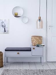 Bank Phone Grau Mit Polster Und Aufbewahrung Telefonbank Schlafzimmer Wandspiegel Skandinavische Mobel