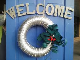Upcycled Holiday Or Christmas Wreath Made With Duct Work Green Venetian Blinds And Green Venetian Blinds Habitat For Humanity Restore Habitat For Humanity