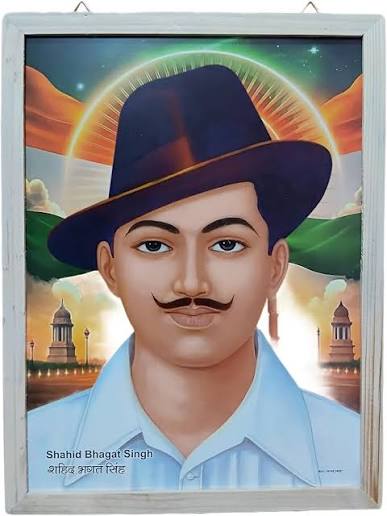 EDUTOP Shaheed Bhagat Singh Framed Portrait | Indian Revolutionary Freedom Fighter Wooden Photo Frame, Inspirational Patriotic, Wall Hanging, For ...