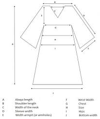 size guide chart ba pardah the abaya world