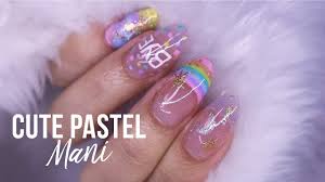 Longer nails are always in style, but with more and more women in careers where long nails are not always practical or feasible, short nails are making a huge comeback. Cute Kawaii Pastel Gel Mani Nail Art Over Short Acrylic Nails Youtube