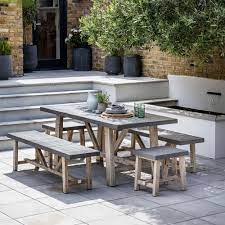 The wicker base of this round table gives it a breezy bohemian feel, and the overall size makes it great for small gatherings. Garden Trading Chilson Table Bench And Stool Dining Set For Indoor Or Outdoor Use Garden Trading Cuckooland