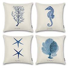 Rated 5 out of 5 stars. Onway Ocean Park Cotton Linen Theme Decorative Pillow Cover Case D 18 X 18 Square Shape Ocean Beach Sea Print Starfish Seahorse Voyage 4 Pack Blue Buy Online In Bahamas At Bahamas Desertcart Com Productid 47498888