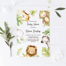 Printable Safari Baby Shower Invitation Template Editable Etsy Safari Baby Shower Invitations Jungle Baby Shower Invites Baby Shower Invitation Templates