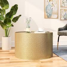 Crafted from resin in a round shape, it showcases a chevron pattern in the hues of white and gray, adding to its look and providing visual interest. Dakota Fields Hardee Drum Coffee Table Reviews Wayfair