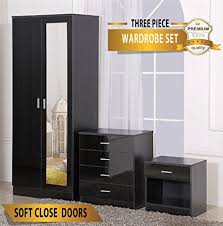 Ossotto Mirrored High Gloss 3 Piece Bedroom Furniture Set Https Www Amazon Co Uk Dp B01au1 Black Bedside Cabinets Bedroom Furniture Bedroom Furniture Sets