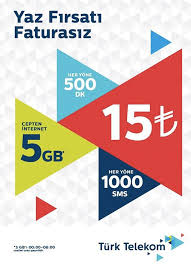Türk telekom'un faturasız hat tarifeleri sayfasında bol dakikalı ve bol internetli paketler seni bekliyor. Turk Telekom Yaz Firsati Hy 500 Dakika 5gb Internet 1000 Sms 15 Tl Kampanyabul Org