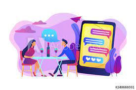 Using an online dating site to find the right partner is common but still, there are people who are failing again and again to find the right partner for them. Man And Woman Using Online Dating App On Smartphone And Meeting At Table Tiny People Blind Date Speed Dating Online Dating Service Concept Bright Vibrant Violet Vector Isolated Illustration Stock Vektorgrafik Adobe