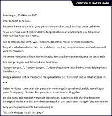 Surat pribadi merupakan surat yang digunakan seorang untuk memberikan kabar atau memberitahu tentang keadaan yang sedang dialami, ke salah satu keluarga, teman contoh surat pribadi untuk guru. 22 Contoh Surat Pribadi Singkat Untuk Sahabat Guru Ortu
