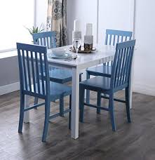 New 5 Piece Chic Dining Settable And 4 Chairswhitepowder Blue Finish You Can Find Out More Detail White Wood Kitchens Kitchen Dining Sets Wood Dining Table
